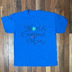 Novelty Blue "World's Coolest Mom" T Shirt [XL]